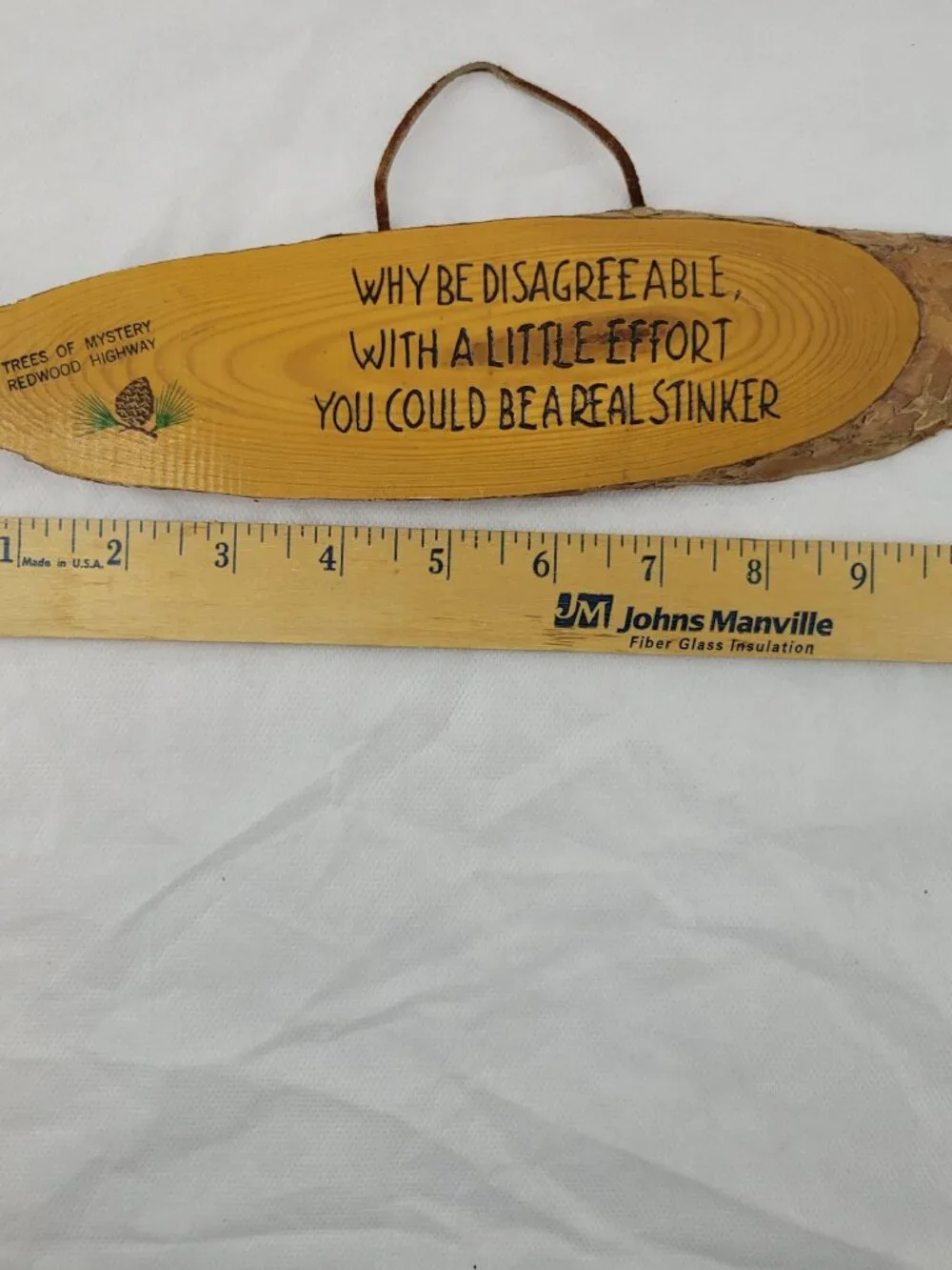 Vintage Live Edge Wood Plaque 